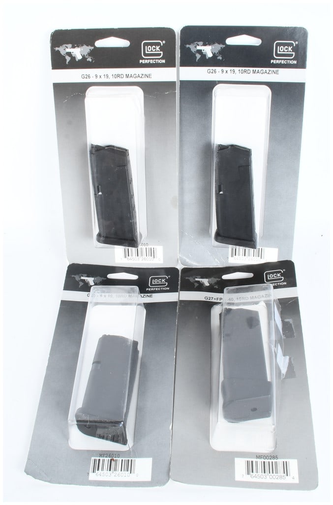 Lot of 4 Glock Factory Magazines: Three 9x19 G26 and One .40 S&W G27 10-Round (1 of 3)