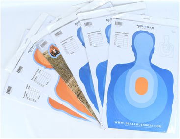 A Collection of 8 Packages of Accu Blue Paper Shooting Targets (80 Total Targets)
