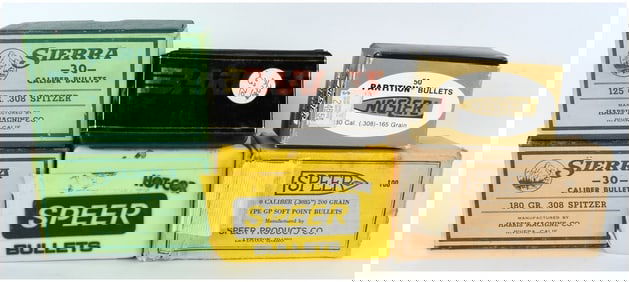 A Lot of 400 .30 Caliber (.308) Reloading Projectiles by Sierra, Nosler, Speer, and Barnes