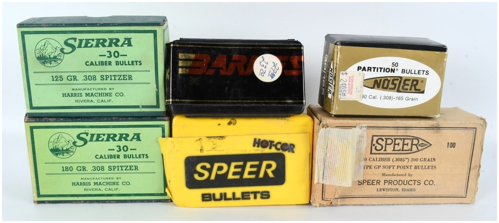 A Lot of 400 .30 Caliber (.308) Reloading Projectiles by Sierra, Nosler, Speer, and Barnes (1 of 5)