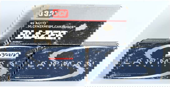 A Lot of 149 Rounds of Mixed .45 AUTO Ammunition by CCI, Speer, Federal, and Winchester