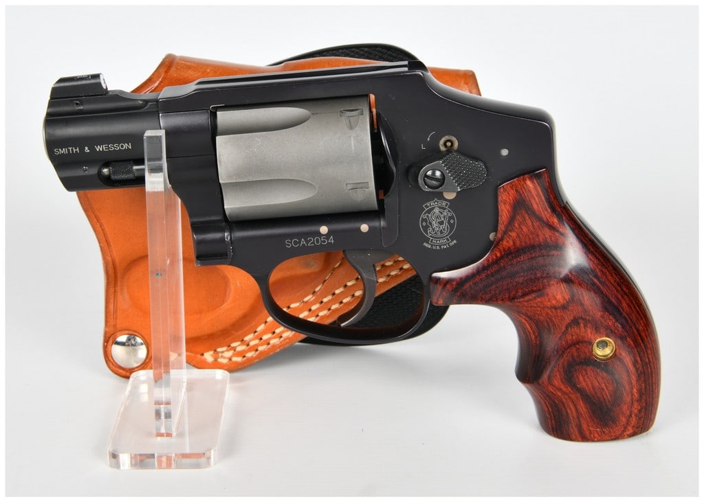 Smith & Wesson Model 340PD AirLite Double-Action Revolver in .357 S&W Magnum (1 7/8 inch BBL): A single Smith & Wesson Model 340PD AirLite double-action revolver, chambered in .357 S&W Magnum. This lightweight J-Frame revolver is constructed with a black-finished Scandium alloy frame and featur