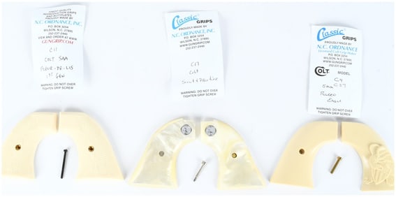 A Trio of N.C. Ordnance Classic Grips Reproduction Pistol Grips for Colt SAA Scout and Frontier