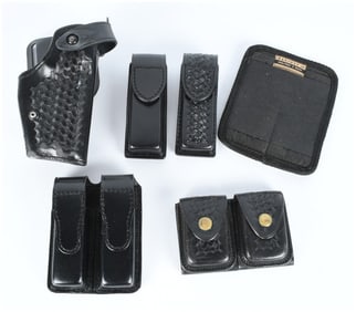 Safariland Model 6280 Duty Holster and Collection of 5 Leather Duty Accessories