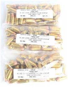 A Lot of 150 Rounds of Georgia Arms "Gold Dot" 45 ACP 230 Grain Jacketed Hollow Point +P Ammunition
