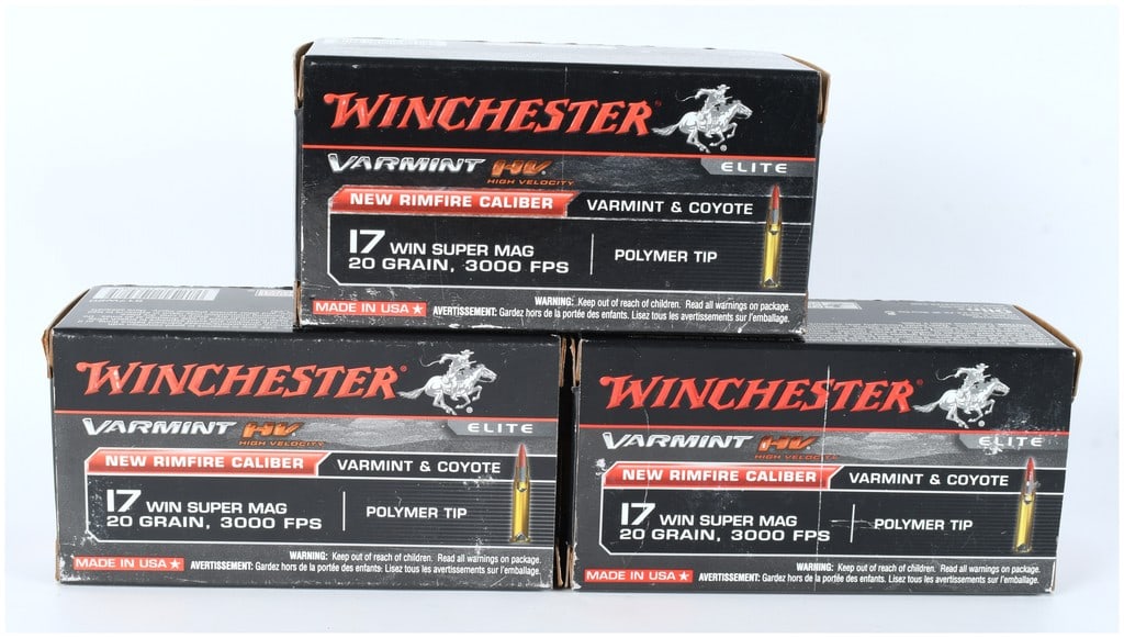 Winchester Varmint HV Elite .17 Winchester Super Magnum Ammunition Lot of 150 Rounds (1 of 3)