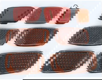 A Collection of 7 Leather Holster Backings, Utility Pads, and Sheaths including Tagua, JBP, and