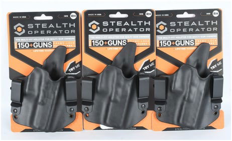 A Trio of Stealth Operator Full Size Right Hand IWB Multi-Fit Holsters