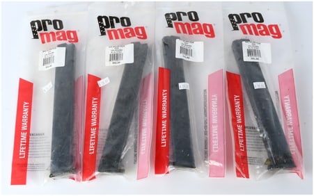 A Collection of 4 Pro Mag 32-Round 9MM Blue Steel Magazines for Sig Sauer P226
