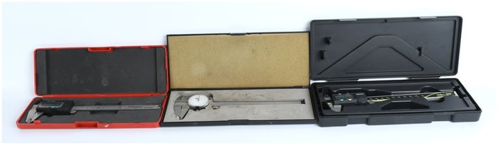A Trio of Precision Measuring Tools Including Mitutoyo ABSOLUTE Digimatic and Craftsman Calipers