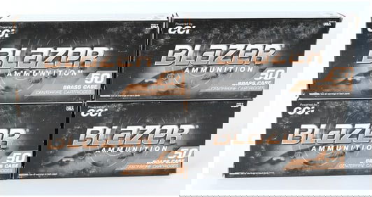 A Lot of 200 Rounds of CCI Blazer Brass 9mm Luger 124 gr FMJ Ammunition