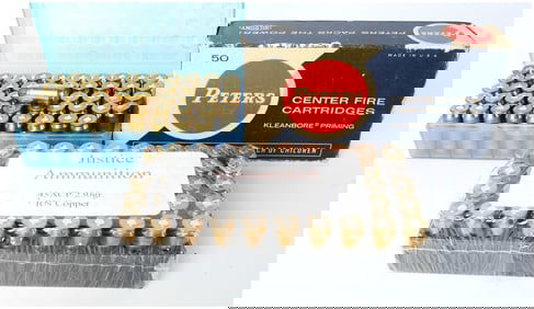 A Lot of 149 Items: .45 ACP Ammunition and Vintage Peters Cartridge Box