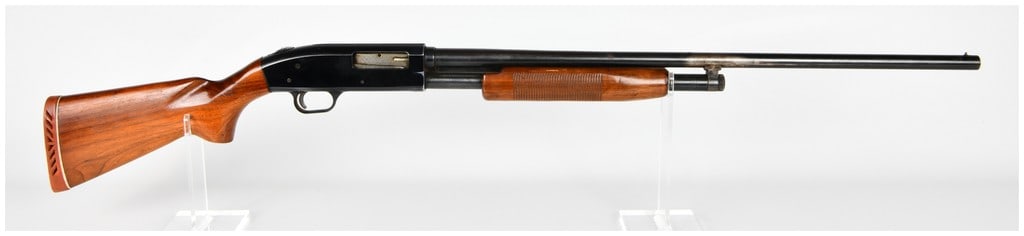 Mossberg Model 500G Pump-Action Shotgun, 20 Gauge (28" barrel): A single Mossberg Model 500G pump-action shotgun chambered in 20 Gauge. The firearm features a 28-inch barrel marked with a fixed Modified choke. The action is slide-operated. Markings visible on the