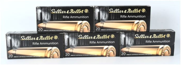 A Lot of 100 Sellier & Bellot Rifle Ammunition 6.8mm Remington SPC 110 Grain PTS