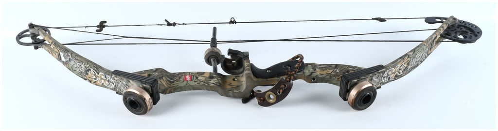 PSE Nova Right-Handed Compound Hunting Bow in Camouflage Finish: This offering consists of one modern compound hunting bow, identified by visible markings and market consensus as a PSE Nova model. The bow features a composite or aluminum riser and limbs finished in