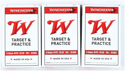 Winchester 5.56mm M193 55 GR FMJ Target & Practice Ammunition Lot of 60 Rounds