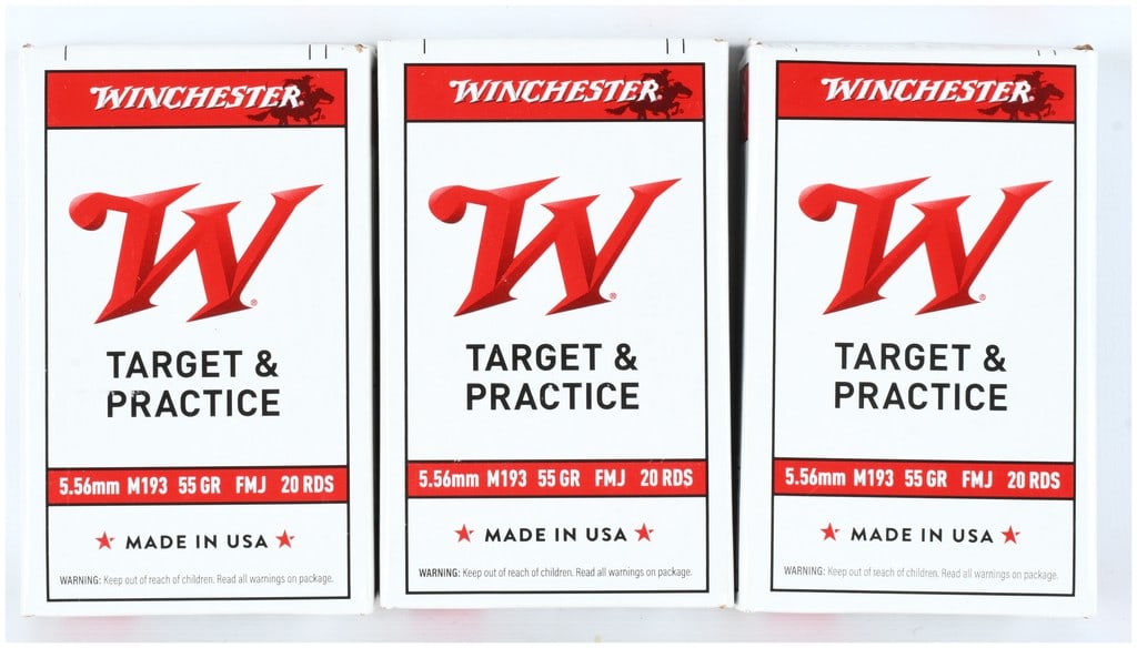 Winchester 5.56mm M193 55 GR FMJ Target & Practice Ammunition Lot of 60 Rounds (1 of 2)
