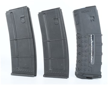 Trio of AR-15/M4 Polymer Magazines 5.56x45mm including IMI and UTG Pro Windowed Types