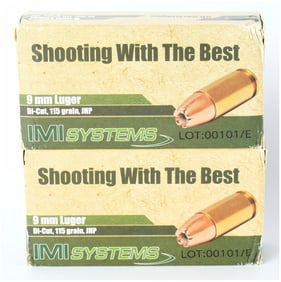 IMI Systems 9mm Luger Di-Cut 115 Grain JHP Ammunition Lot of 100 Rounds