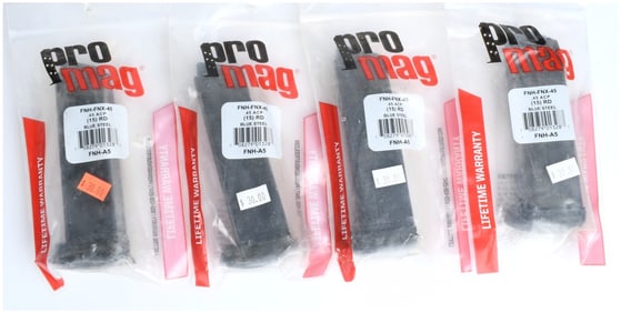 A Collection of Four ProMag FNH-FNX-45 .45 ACP 15-Round Blue Steel Magazines