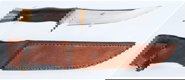 Browning U.S.A. Fixed-Blade Clip-Point Hunting Knife with Leather Sheath