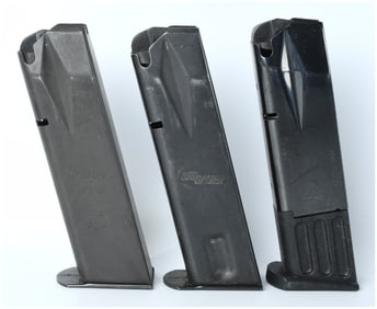 Three Sig Sauer P226 9mm Pistol Magazines