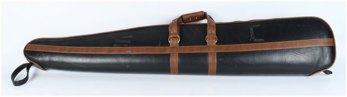 Soft-Sided Black Vinyl and Brown Faux Leather Long Gun Case