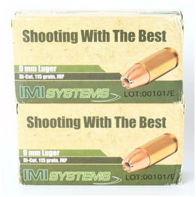 IMI Systems 9mm Luger 115 Grain Di-Cut JHP Ammunition Lot of 100 Cartridges