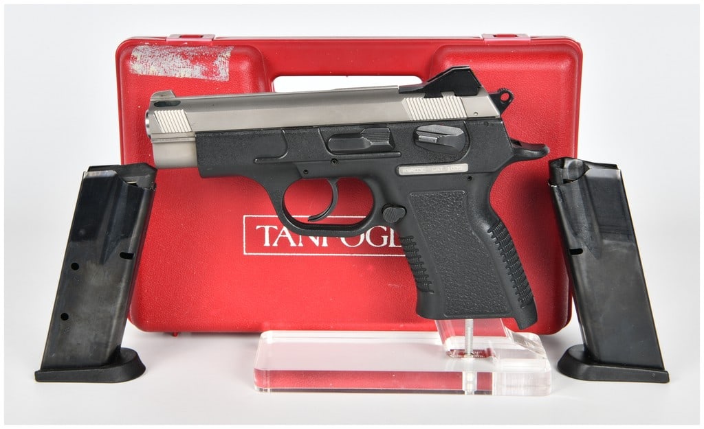 Tanfoglio EAA Semi-Automatic Pistol Caliber .45ACP Serial RSR030: A modern semi-automatic pistol manufactured by Tanfoglio in Italy and imported by EAA (European American Armory) of Cocoa, Florida. The pistol is chambered in Caliber .45ACP and features a two-tone fi