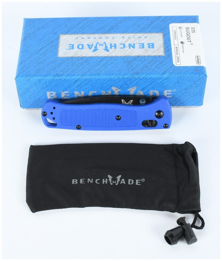 Benchmade 535 Bugout Folding Knife Blue Grivory CPM-S30V Black Blade (1 of 6)