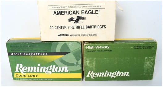 A Lot of 59 Centerfire Rifle Cartridges including .30-06 Springfield and 7mm Remington Magnum