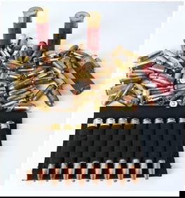 A Collection of Approximately 73 Mixed Ammunition Rounds including 12 Gauge, .338 Win Mag, .45 ACP,