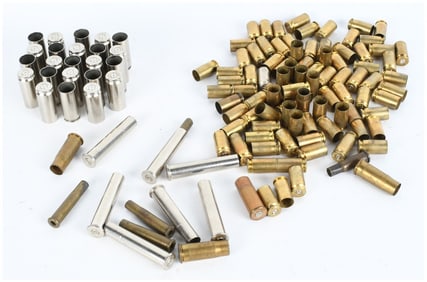 A Collection of Approximately 130 Mixed Pistol and Revolver Ammunition Components and Loaded Rounds