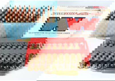 A Collection of 87 .257 Roberts Rifle Cartridges and Brass Casings