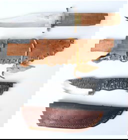 A Pair of Fixed Blade Knives including a CVA DIK Italian Bowie Knife and a Forged Drop-Point Hunter