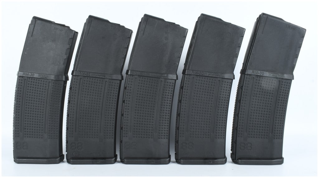 A Group of Five RollerMag RM-30 Polymer 30-Round Magazines for AR-15 5.56mm (1 of 7)