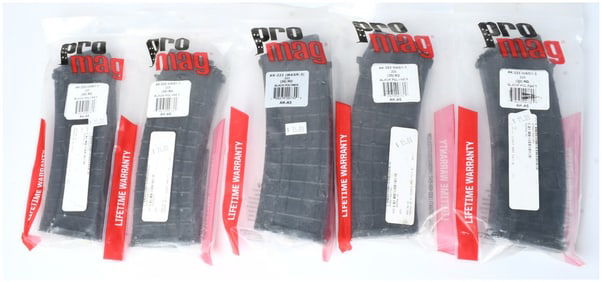 A Lot of 5 ProMag AK-A5 30-Round Magazines for AK-223 WASR-3 Rifles in .223 Caliber