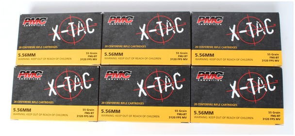 Lot of 120 Rounds PMC X-TAC 5.56MM 55 Grain FMJ-BT Centerfire Rifle Ammunition