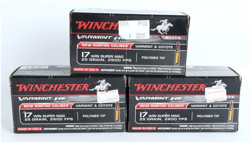 Winchester Varmint HE Elite .17 Win Super Mag Rimfire Ammunition Lot of 196 Rounds