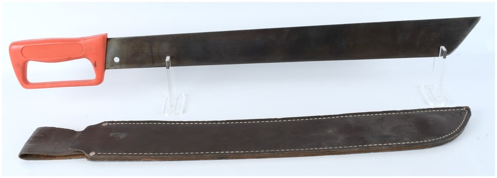 Barteaux & Sons Heavy Duty Field Machete with Orange D-Guard Handle and Leather Sheath (1 of 7)