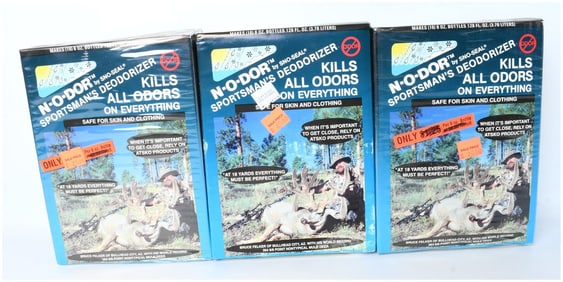Trio of Factory-Sealed N-O-DOR Sportsman's Deodorizer Boxes by SNO-SEAL