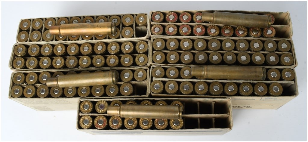 A Lot of 134 .30-06 Springfield Ackley Improved Empty Brass Casings and Ammunition (1 of 4)