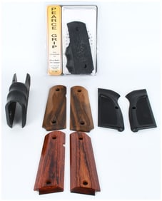 A Collection of 5 Handgun Grip Sets and Accessories for 1911 and Other Pistols