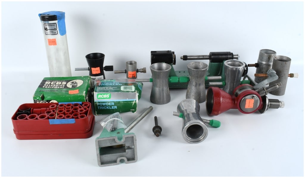 A Large Collection of RCBS, Lyman, and Hornady Reloading and Case Preparation Equipment: This lot consists of a substantial collection of used reloading and bullet preparation equipment, confirmed to contain no firearms or live ammunition. The collection features items from major manufact