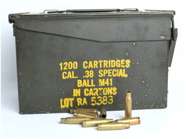 Military M19 Large Metal Ammo Can Containing Bulk Lot of Spent .308 Winchester Empty Brass Casings