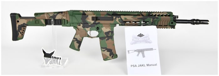 Palmetto State Armory JAKL Semi-Automatic Rifle, 5.56 NATO, M81 Woodland Camouflage, c. 2020s