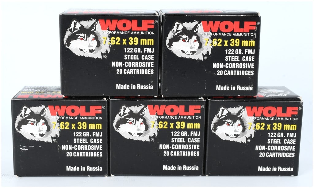 Wolf Performance Ammunition 7.62x39mm 122 Grain FMJ 100 Rounds Russian Manufacture c. 2000-2020 (1 of 3)