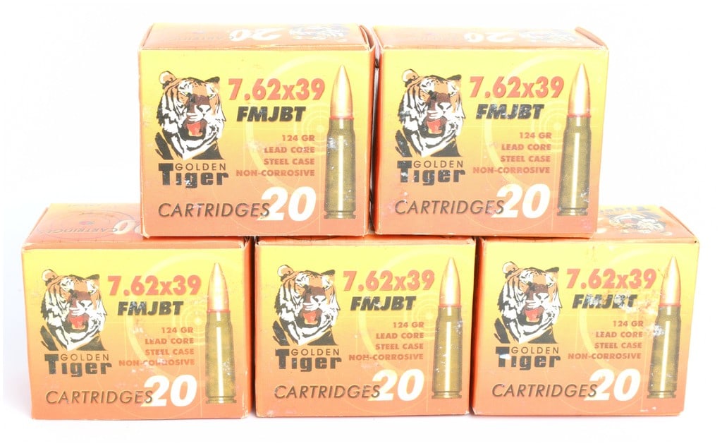 Golden Tiger 7.62x39mm FMJBT Ammunition Lot, 100 Rounds, Modern Production (1 of 3)