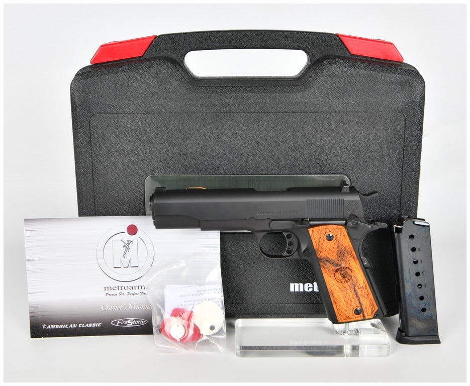 Metro Arms American Classic 1911 Government Model Semi-Automatic Pistol .45 ACP Brand New Condition: A modern production semi-automatic pistol manufactured by Metro Arms Corporation in Manila, Philippines, and imported by TriStar. This is the American Classic AC 1911 Government model, chambered in th