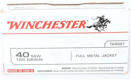 Winchester WIN PACK .40 S&W 165 Grain FMJ 100 Round Ammunition Box Modern Era